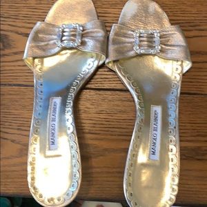 Gold Manolo Blahnik kitten heels